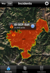 Fire perimeter mapping of the Salt Fire in Idaho, as viewed on the FireWhat App.